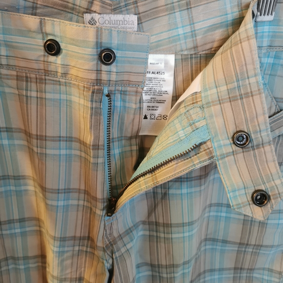 COLUMBIA | Plaid Bermuda Shorts, Light Blue/Tan - Picture 3 of 4